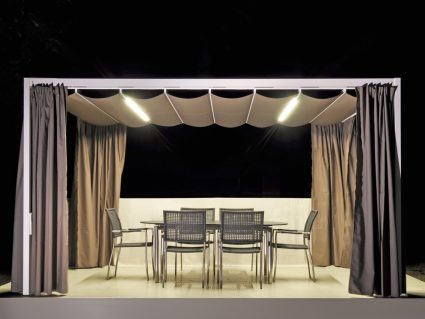 Gazebo in alluminio Mood Unosider con tende e illuminazione led