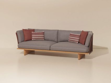 Divano tre posti con cuscini Mesh Kettal