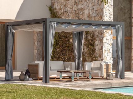 Gazebo in metallo Mood Ype di Unosider con tende copripalo