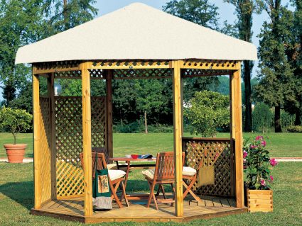 Gazebo in legno Oriente di Alce tetto pvc