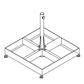 Base piastra con tubo 80×80