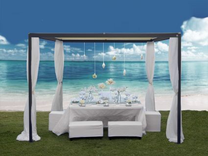 Gazebo in alluminio Resort con tende di Unosider