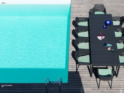 Tavolo allungabile per esterno di Nardi Rio antracite con poltroncina Net Relax