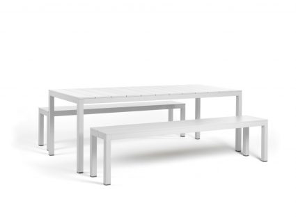 Set da giardino tavolo e panche Rio Set Bench di Nardi bianco