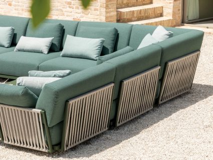 Divano componibile Solaris di Fast con corda intrecciata